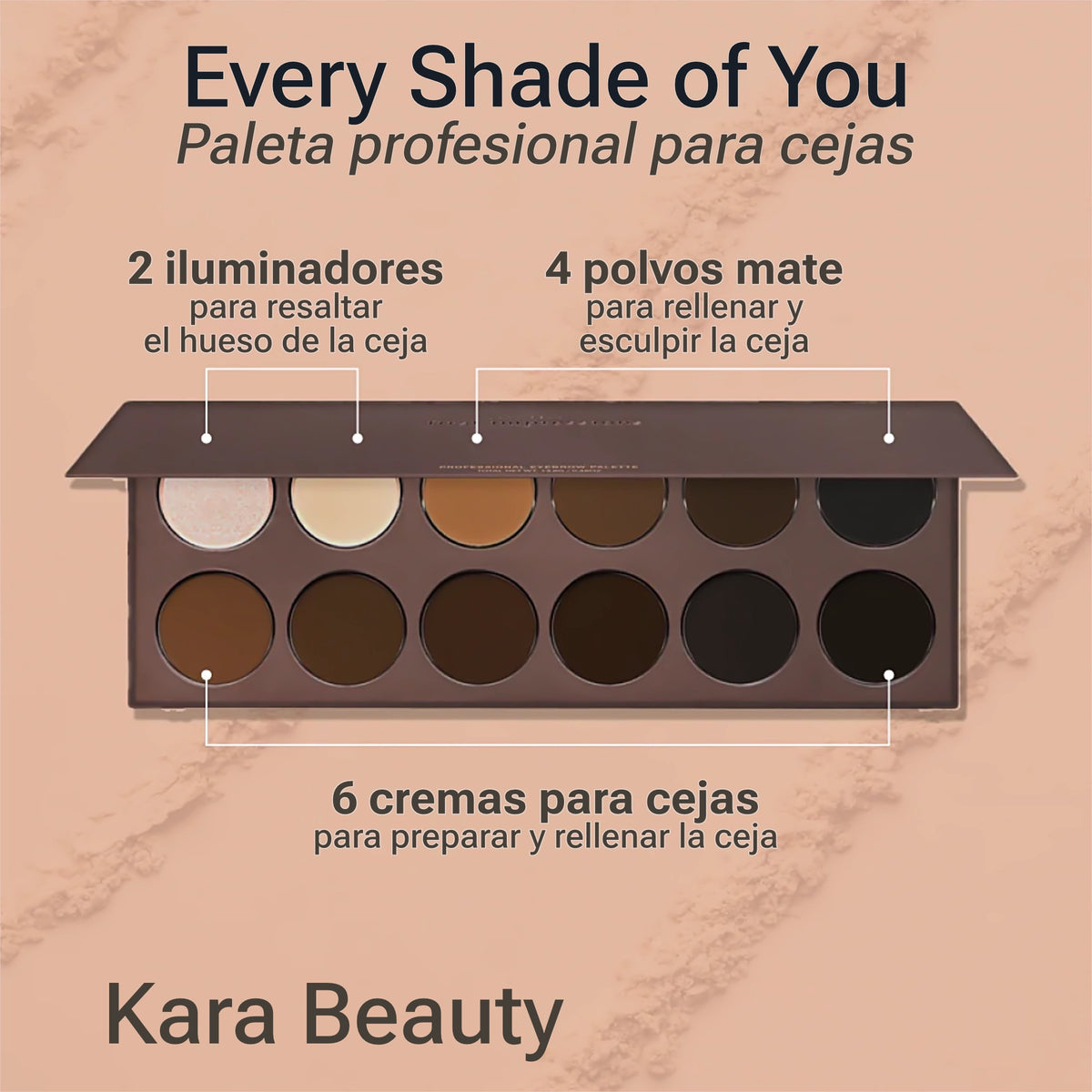 Kara Beauty - Every Shade of You - Paleta de Crema y Polvo para Cejas