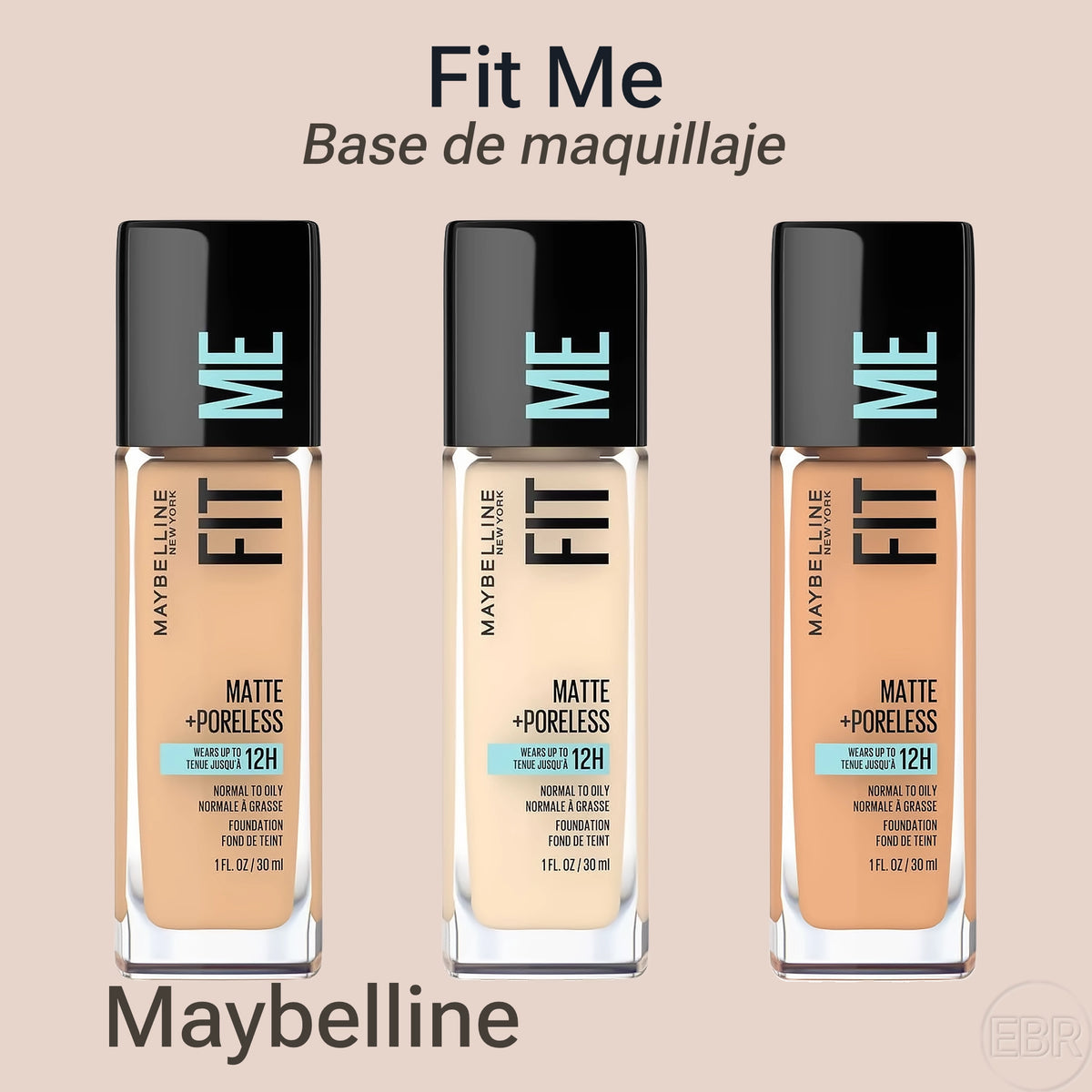 Maybelline - Fit Me Matte + Poreless - Base de Maquillaje Líquida