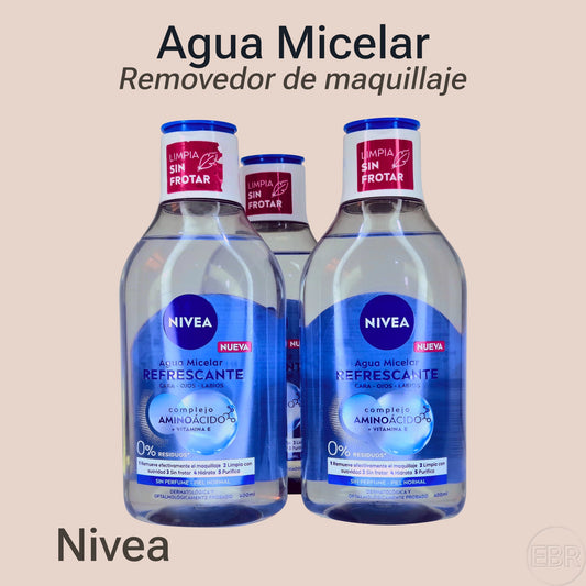 Nivea - Agua Micelar Refrescante - Removedor de Maquillaje Cara, Ojos y Labios