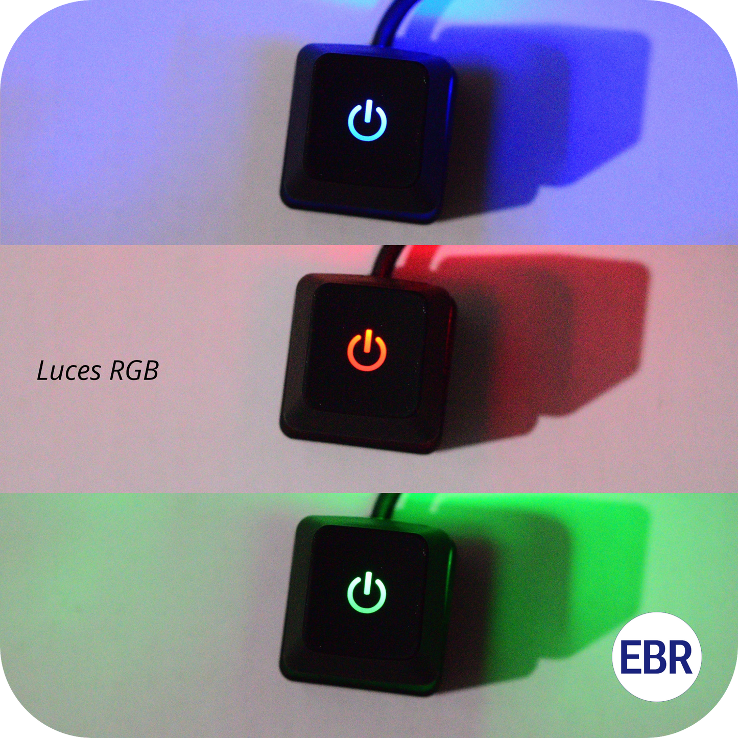 Botón/Tecla de encendido de PC LED RGB Negro