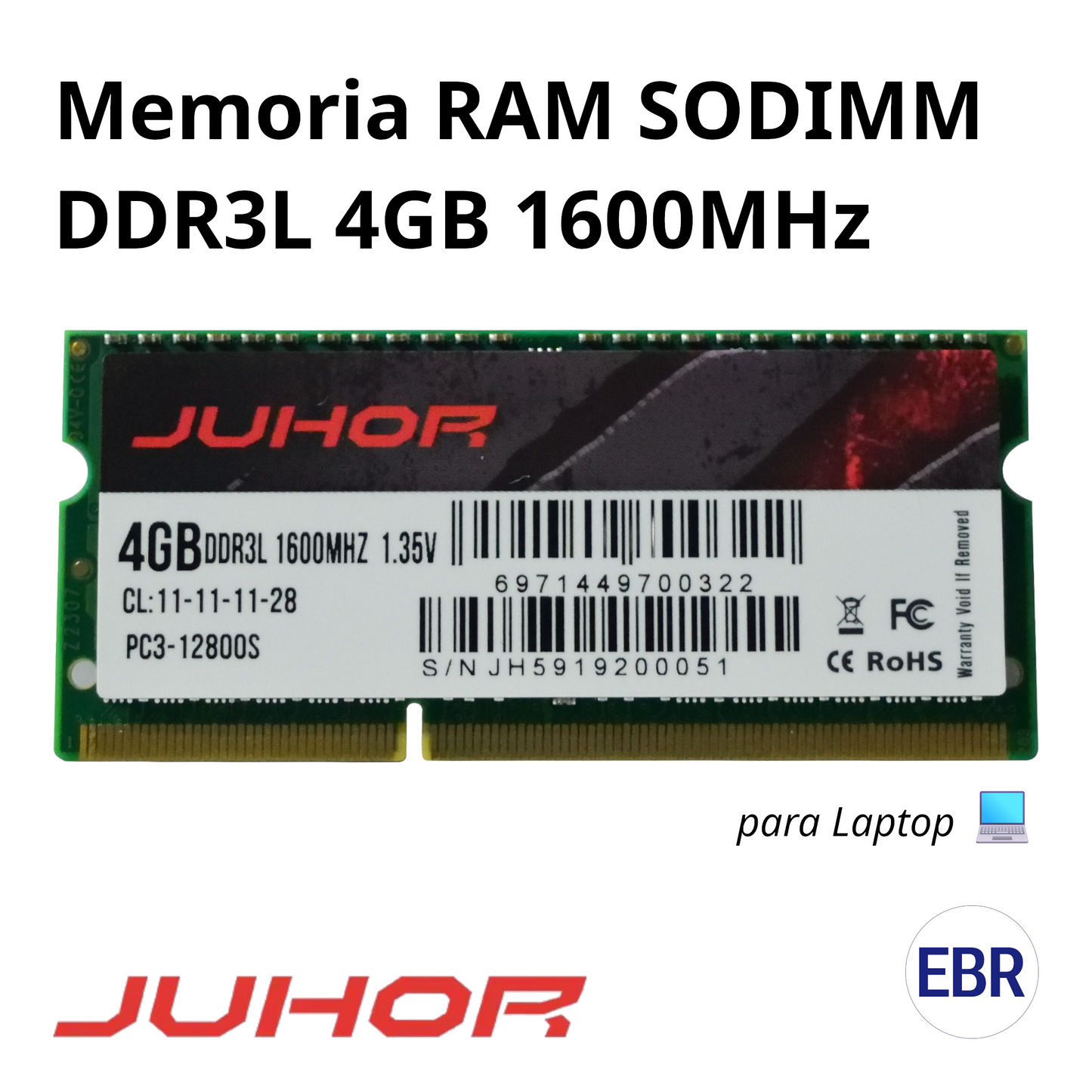 Memoria RAM DDR3 4GB 1600MHz SODIMM – Para Laptop