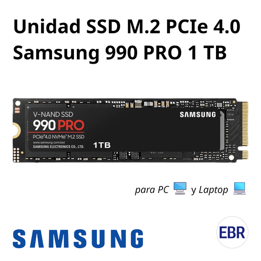Unidad SSD M.2 Samsung 990 PRO 1TB NVMe PCIe 4.0