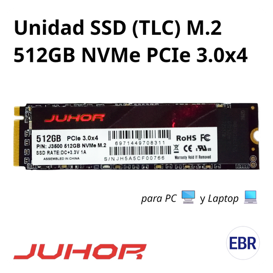 Unidad SSD Juhor M.2 512GB NVMe PCIe 3.0x4
